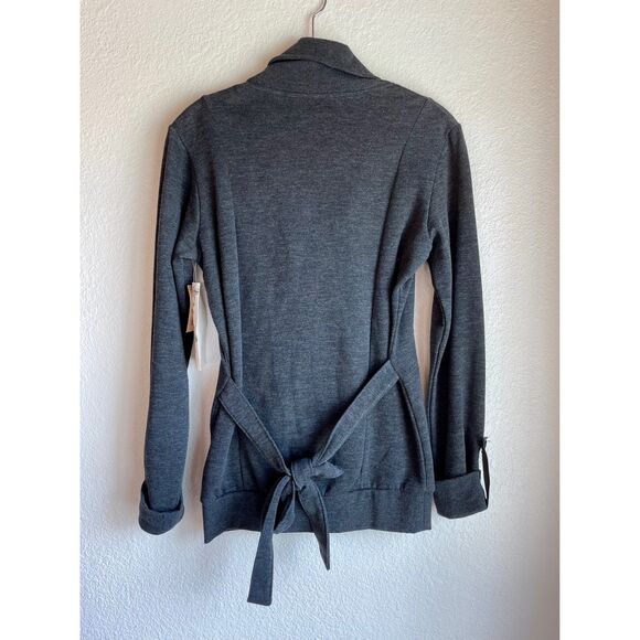 NWT Element Wood & Thread Asymmetric Zip Up Knit Cowl Jacket in Dark Grey Size M - Picture 3 of 12